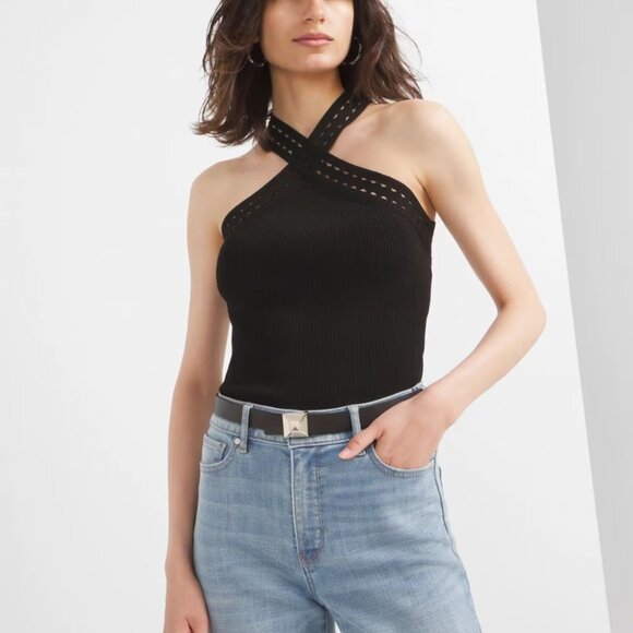White House Black Market Tops - nwt WHITE HOUSE BLACK MARKET forme cross neck ribbed tank xs
